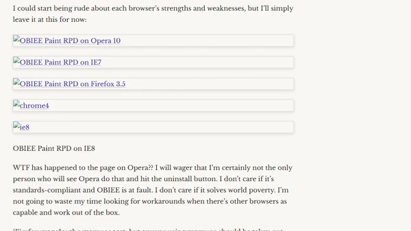 OBIEE on Opera 10 / IE 7 / FF 3.5 / Chrome 4