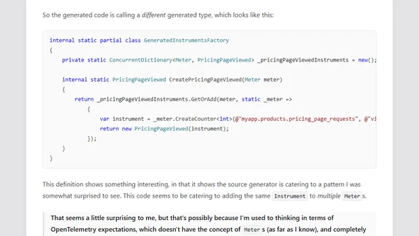 Exploring the (underwhelming) System.Diagnostics.Metrics source generators: System.Diagnostics.Metrics APIs - Part 2