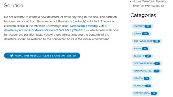 Recovery of an Accidentally Deleted Datastore.