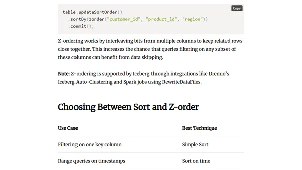 Smarter Data Layout — Sorting and Clustering Iceberg Tables