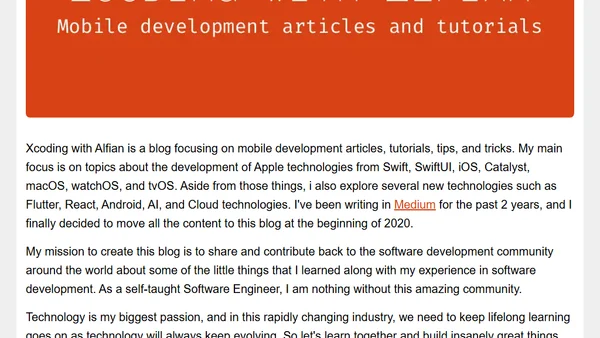 Introducing Xcoding with Alfian - Mobile development articles and tutorials blog