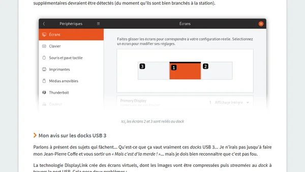 Stations d'accueil USB 3 et technologie DisplayLink sous Ubuntu