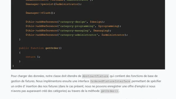 Tutorial Jobeet pour Symfony 4 - Partie 3B: Les données initiales