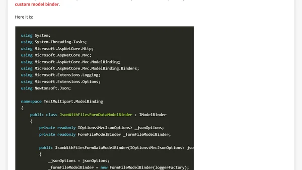 Handling multipart requests with JSON and file uploads in ASP.NET Core