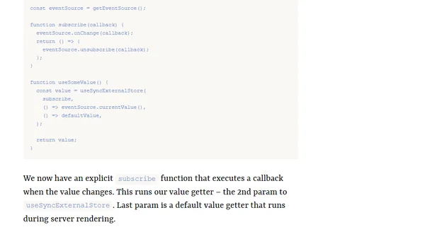 You may be looking for a useSyncExternalStore