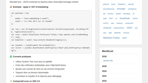 Appeler l’API OpenAI depuis .NET sans SDK, et pourquoi le faire