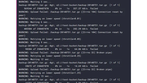 Amazon S3: s3cmd put ([Errno 32] Broken pipe)