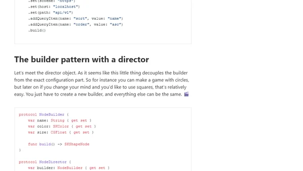 Swift builder design pattern