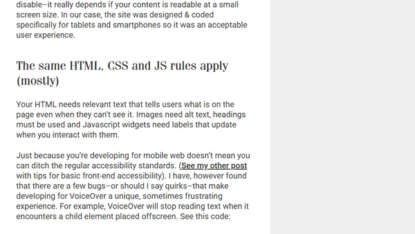 Mobile Web Accessibility with VoiceOver