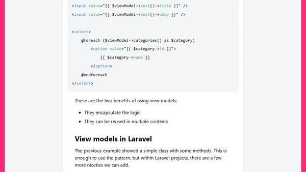 Laravel view models