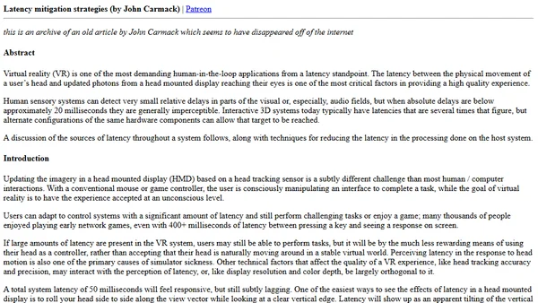 Latency mitigation strategies (by John Carmack)