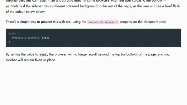 Preventing Scroll “Bounce” with CSS