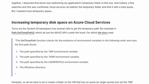 Not enough space on the disk - Azure Cloud Services