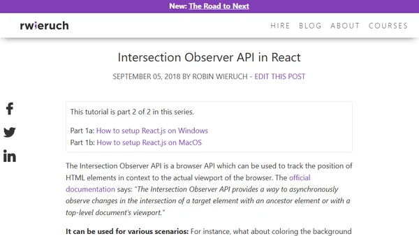 Intersection Observer API in React