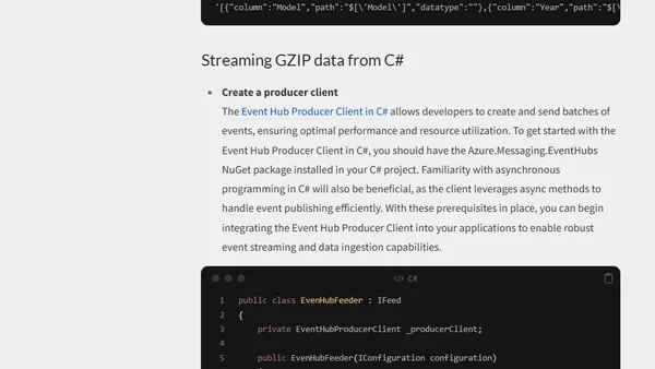 Ingest and route compressed data from EventHub to ADX