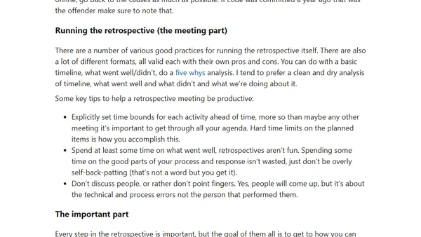 Guidance on performing retrospectives