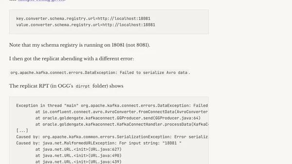 Oracle GoldenGate -> Kafka Connect - "Failed to serialize Avro data"