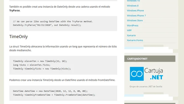 [.NET 6] DateOnly y TimeOnly
