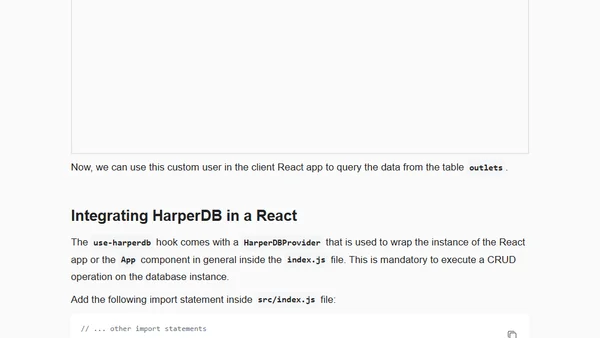 How to use HarperDB instance with React Hooks