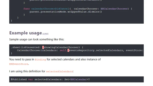 How to use EKCalendarChooser with SwiftUI