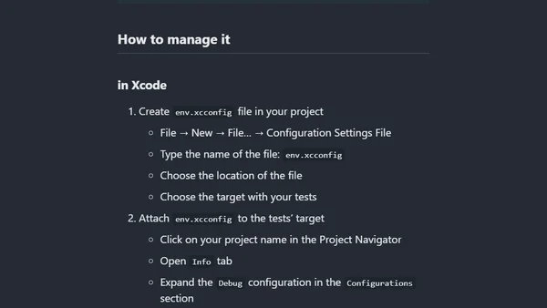 Managing credentials and environment variables within Xcode and XCTest