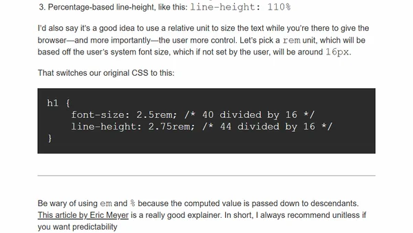 Line heights in CSS work better with ratios