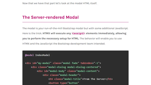 HTMX, ASP.NET Core, and Bootstrap Modals