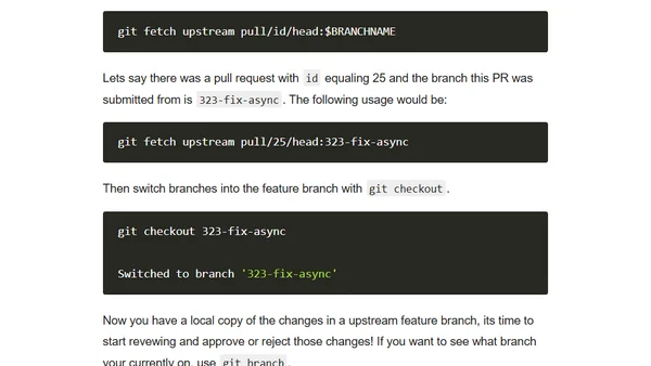 Fetch a remote branch to review changes
