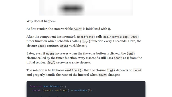 Be Aware of Stale Closures when Using React Hooks