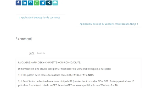 Windows 10, Fastgate Technicolor e i drive USB
