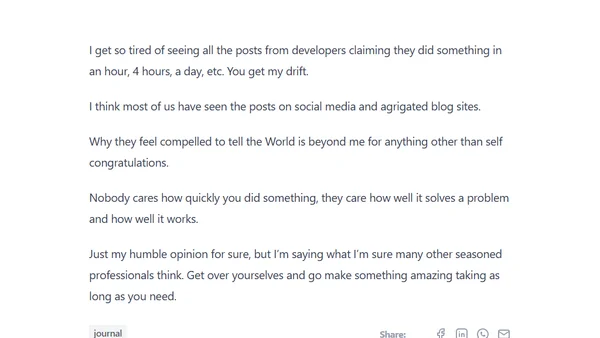 Nobody cares what you did in one hour