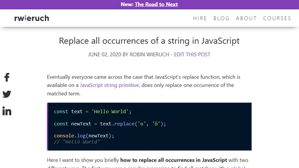 Replace all occurrences of a string in JavaScript