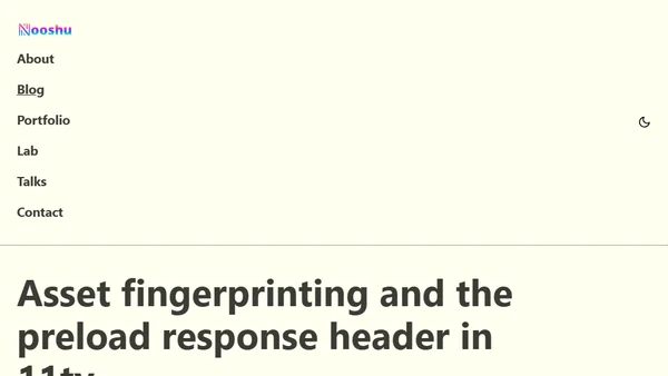 Asset fingerprinting and the preload response header in 11ty
