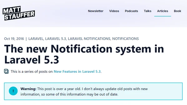 The new Notification system in Laravel 5.3