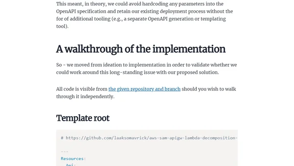 Decompose AWS SAM API Gateway to Lambda binding declarations