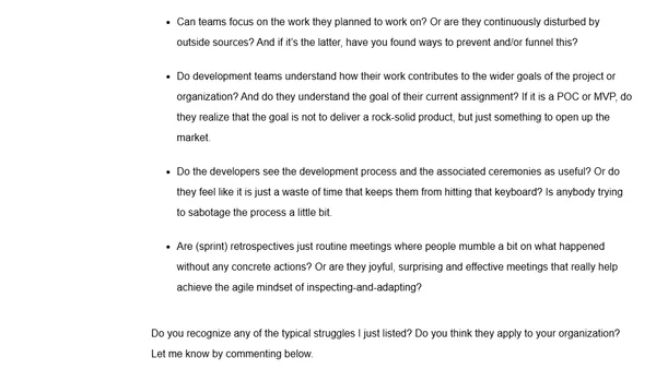 20 questions to determine whether your teams are mature enough