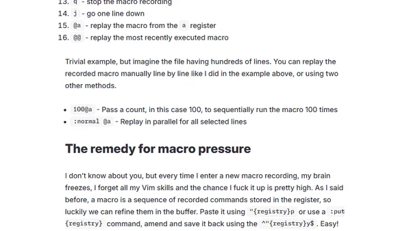 Make Vim macros fun to work with