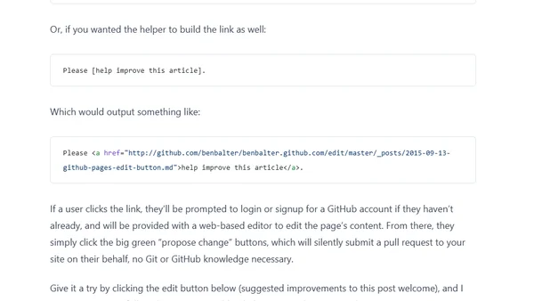 How to add an "improve this content" button to your GitHub Pages site