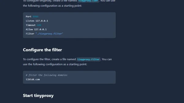 tinyproxy: a lightweight HTTP/HTTPS proxy server