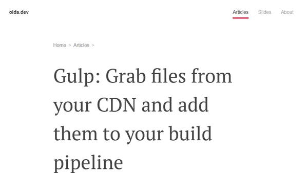 Gulp: Grab files from your CDN and add them to your build pipeline