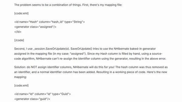 NHibernate 1.2.0 - Unexpected row count: 0; expected: 1