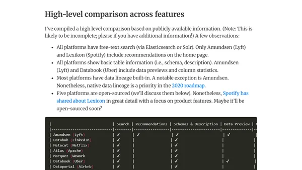 Data Discovery Platforms and Their Open Source Solutions