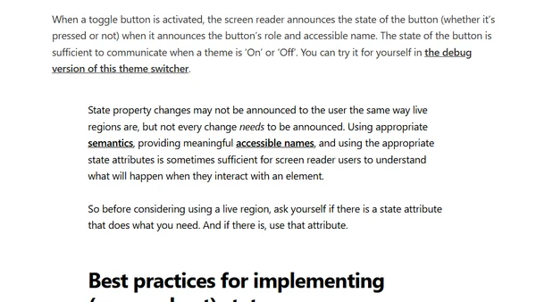 Accessible notifications with ARIA Live Regions (Part 2)