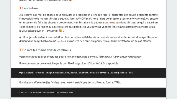 Bricoler les images cloud d'Ubuntu 24.04 (Noble Numbat) pour résoudre un problème de déploiement sur VMware/VSphere
