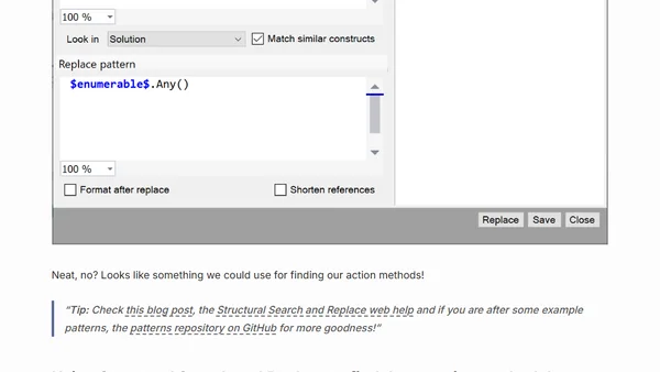 Tracking down action methods that need ValidateAntiForgeryToken using Structural Search and Replace
