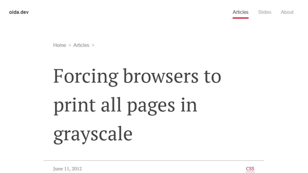 Forcing browsers to print all pages in grayscale