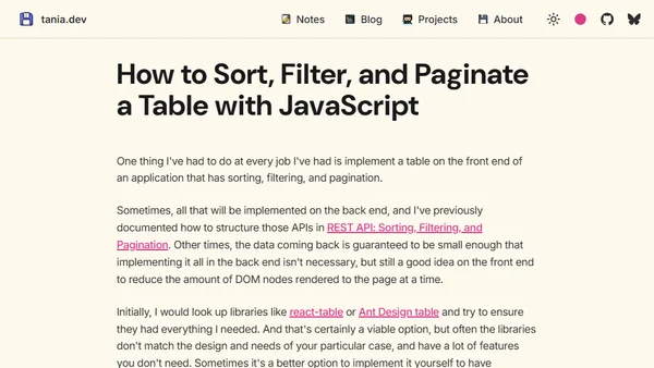 How to Sort, Filter, and Paginate a Table with JavaScript