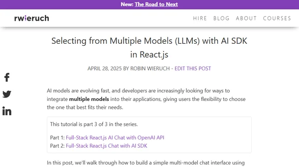 Selecting from Multiple Models (LLMs) with AI SDK in React.js
