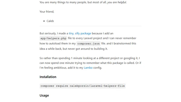 Helper Functions: A Love Note (and a package)