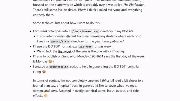 Weeknotes: An Intention